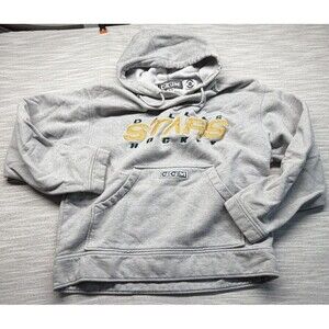 Vintage Dallas Stars CCM Hoodie Center Ice NHL Embroidered Gray Pullover 90s Y2K